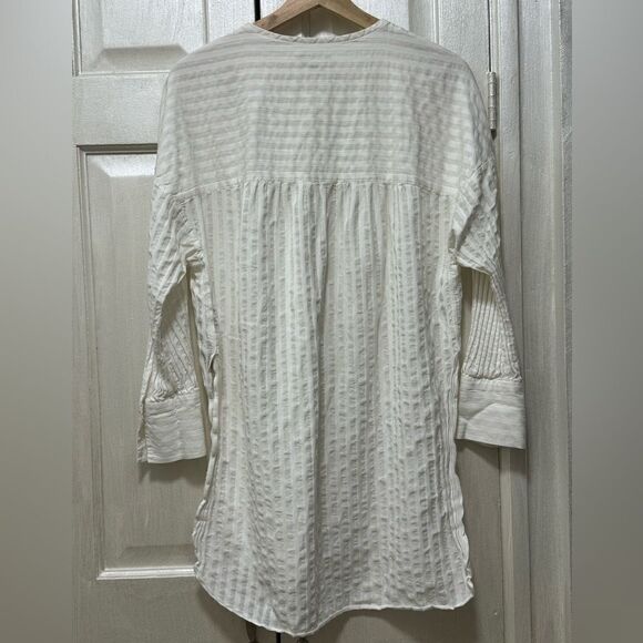 Massimo Dutti Women US 6 white viscose cotton Blend Long sleeve Dress Tunic - Picture 4 of 15